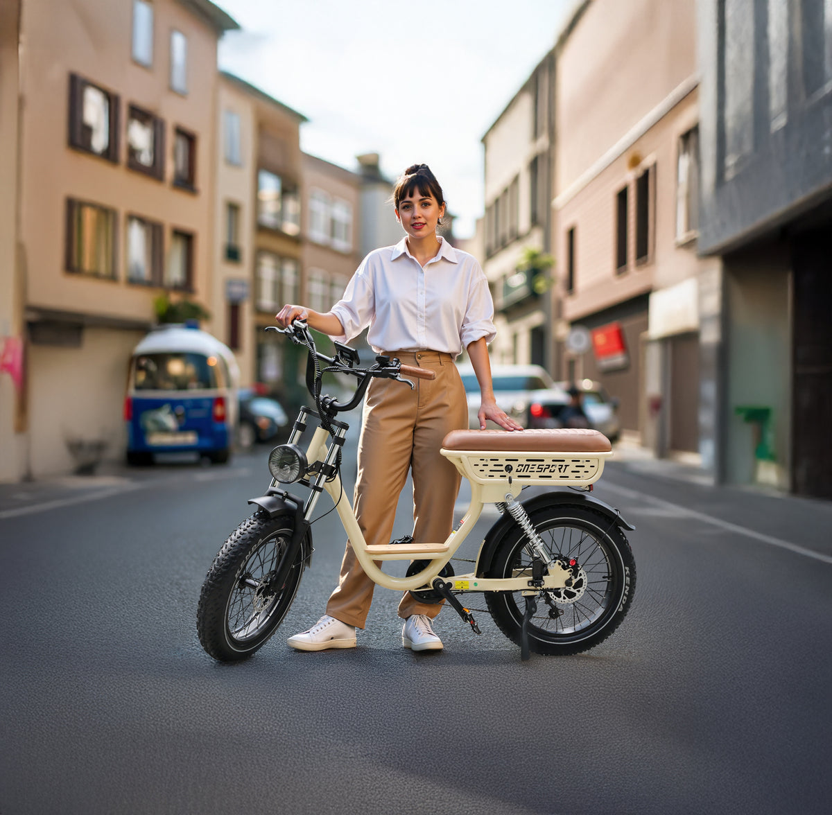 ONESPORT W77 20" Retro Electric Bike 500W Motor 48V 18Ah Battery
