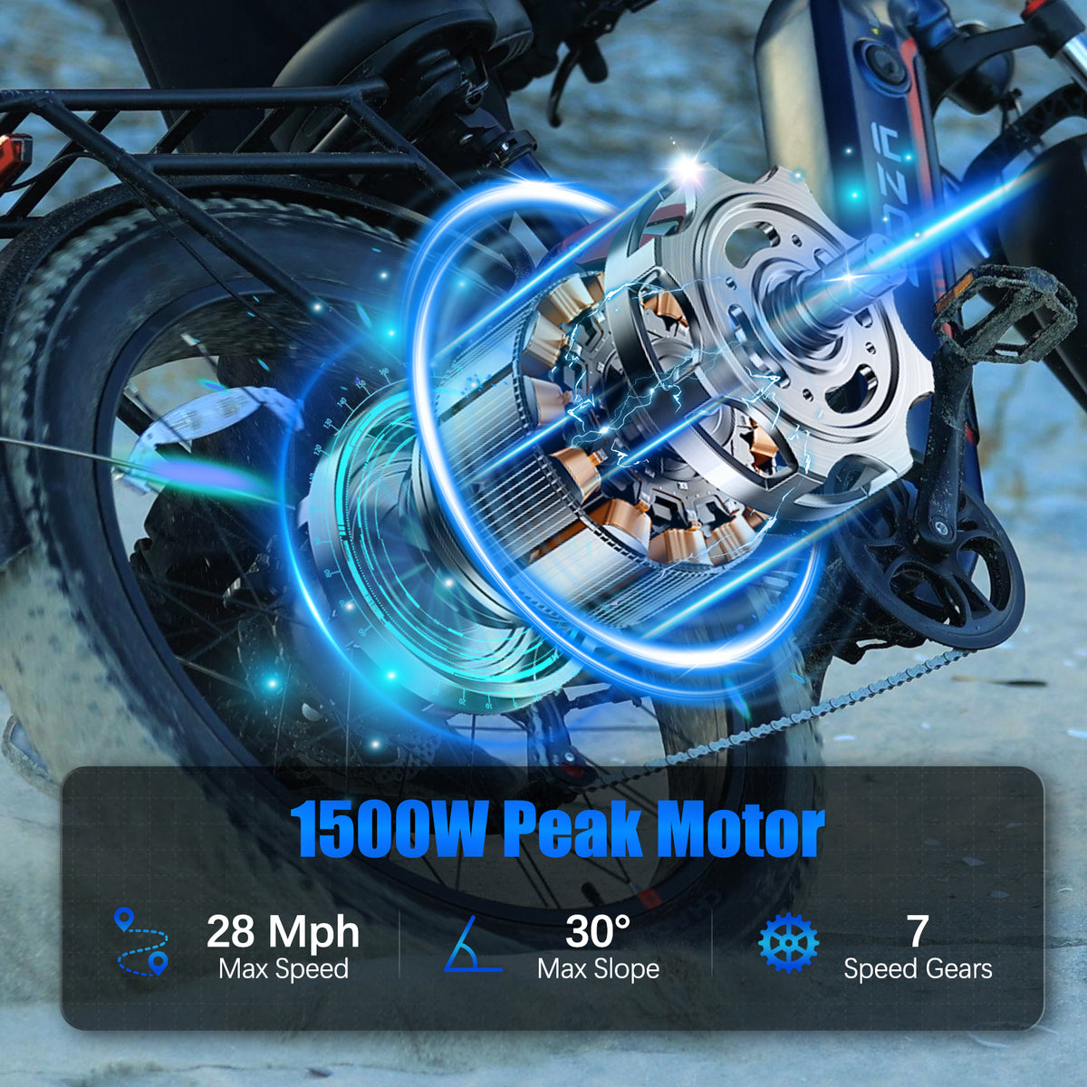 ZADA LB09 26" 750w (1500 Peak )Motor Fat Tire Step-through Full Suspension Mountain Electric Bike 48V 18Ah Battery