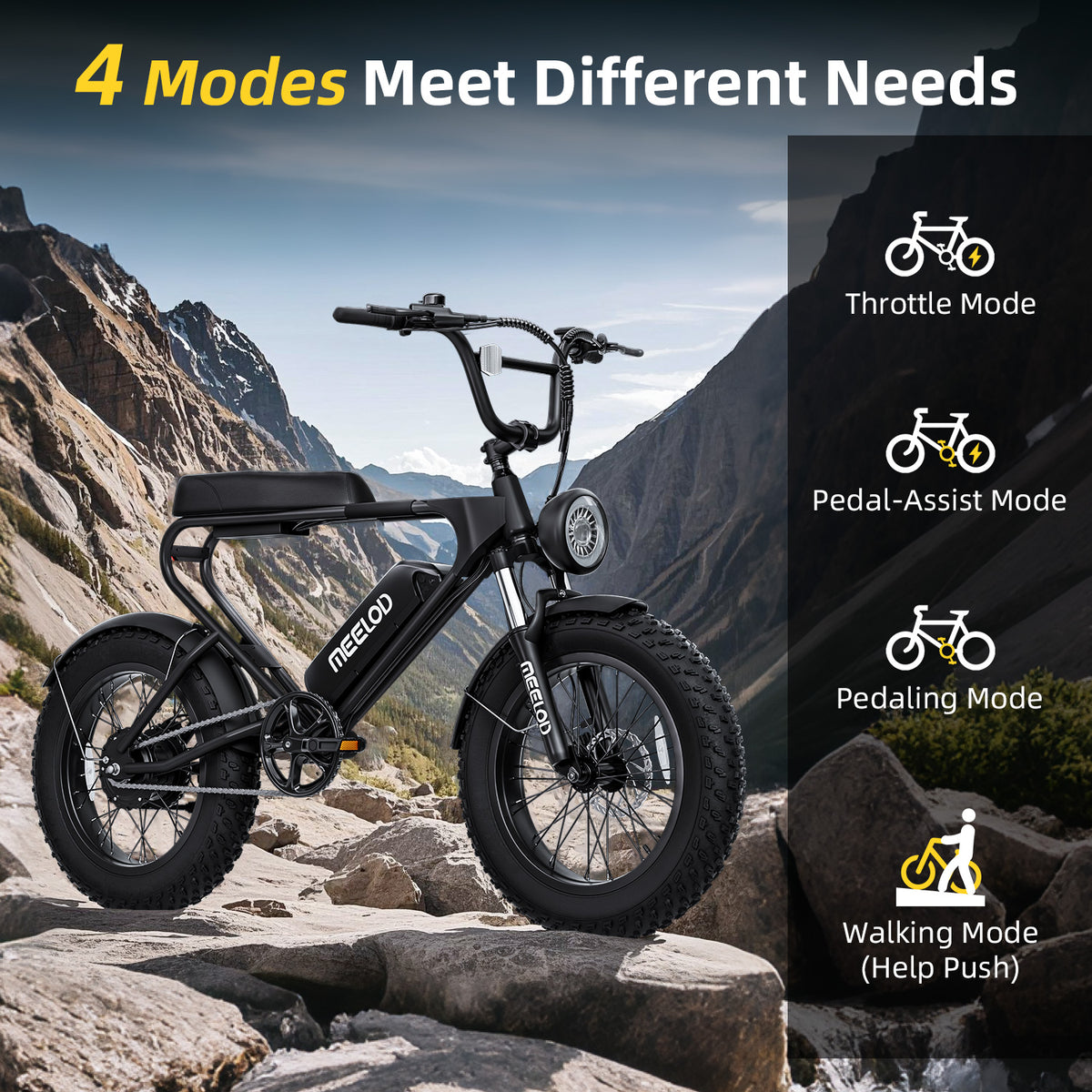 MEELOD DK200 20" Retro Moped Style Electric Bike 750W Motor 48V 13Ah Battery (CA Version)