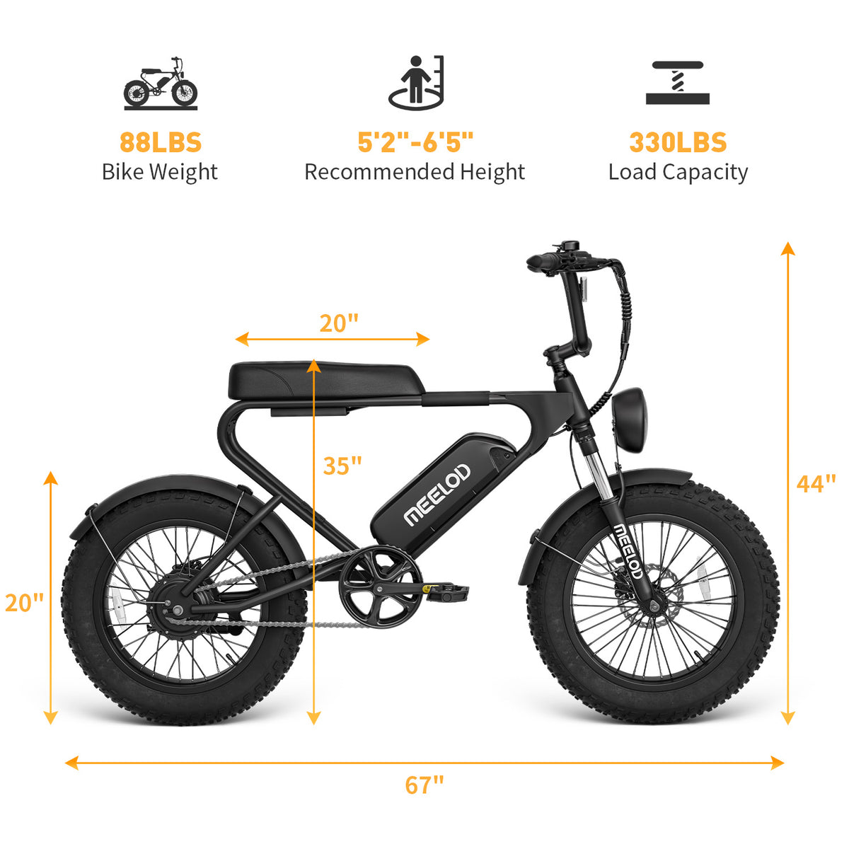 MEELOD DK200 20" Retro Moped Style Electric Bike 750W Motor 48V 13Ah Battery (CA Version)