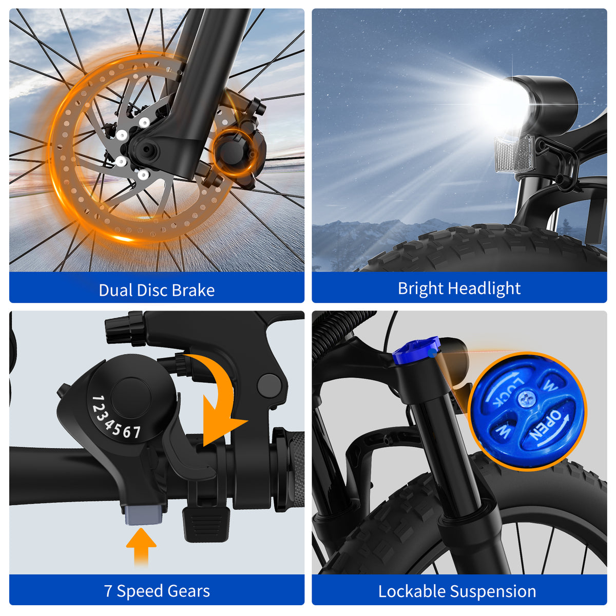 ZDZA ZA04 26" Mountain Electric Bike 1000W Peak Motor 36V 10.4Ah Battery