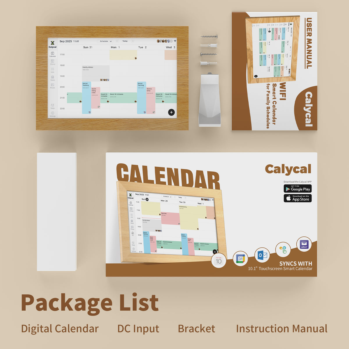 CALYCAL NB55 10.1" Wall Mounted Digital Calendar Free Subscription & Recording Function