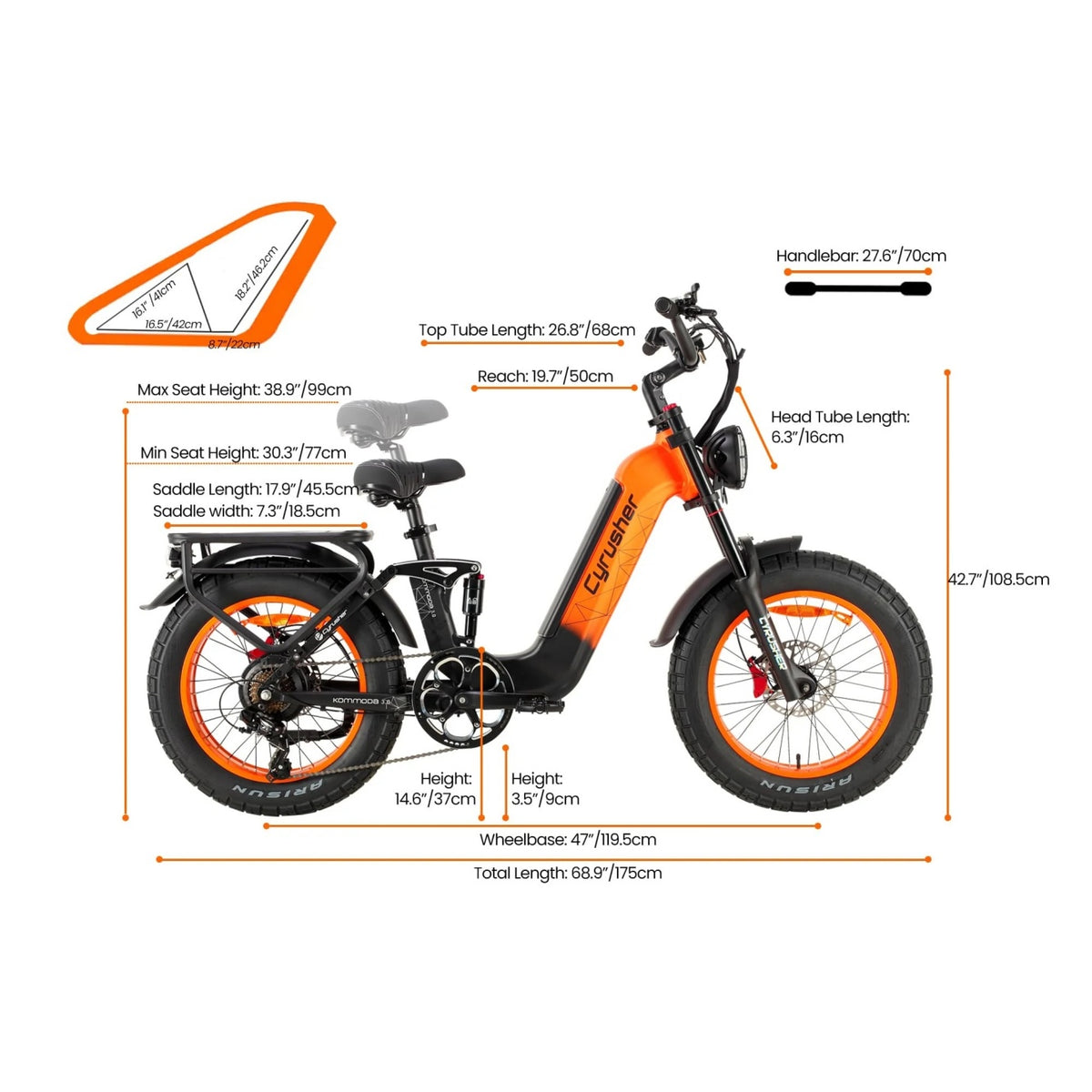 CYRUSHER Kommoda 3.0 20" Electric Cargo Bike 250W Motor 48V 20Ah Battery