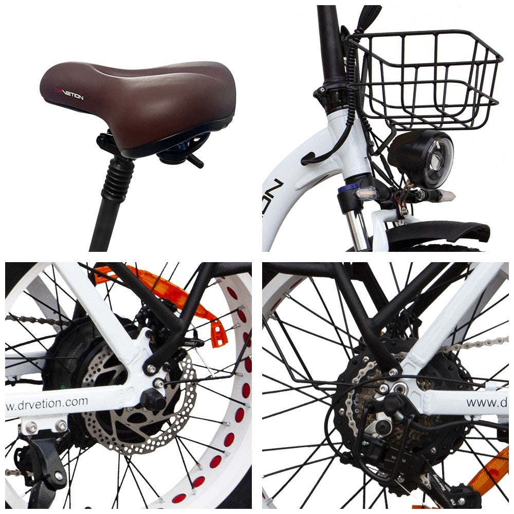DRVETION CT20 20" Fat Tires Folding Electric Bike 750W Motor 48V 10Ah/15Ah/20Ah Battery(Disc Brake)