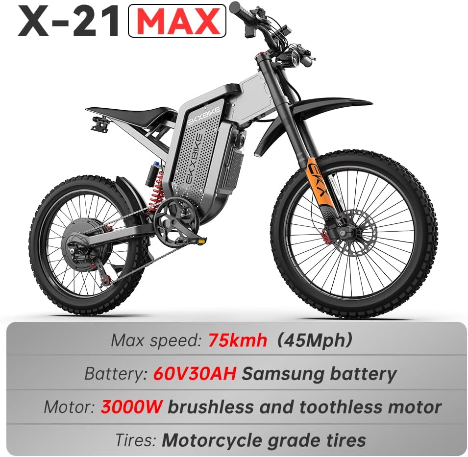 EKXBIKE X21 20" Off Road Electric Bike 2000W Motor 48V 35Ah Battery