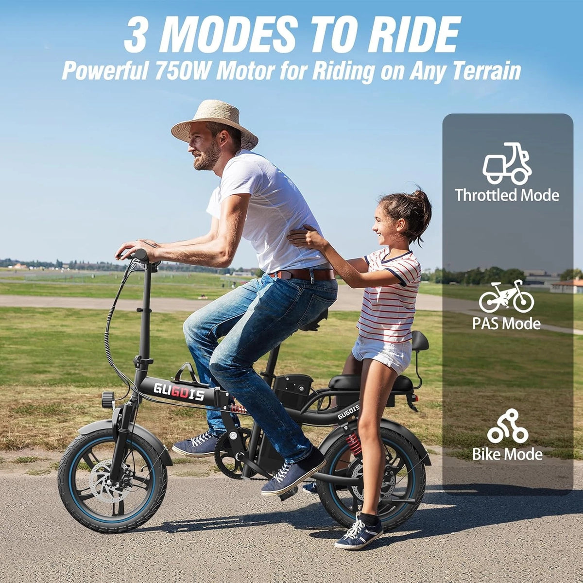 GUGOIS G16 16" Mini Folding Electric Bike 500W Motor 48V 15Ah Battery