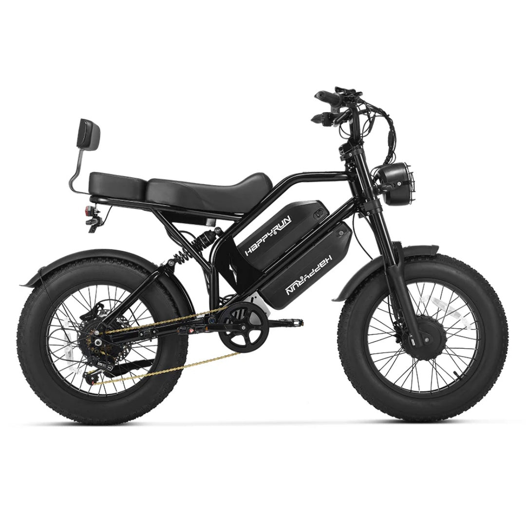 HAPPYRUN G70 Pro 20" Electric Cargo Bike 5000W Peak Dual Motor 48V 15Ah+18Ah Dual Batteries