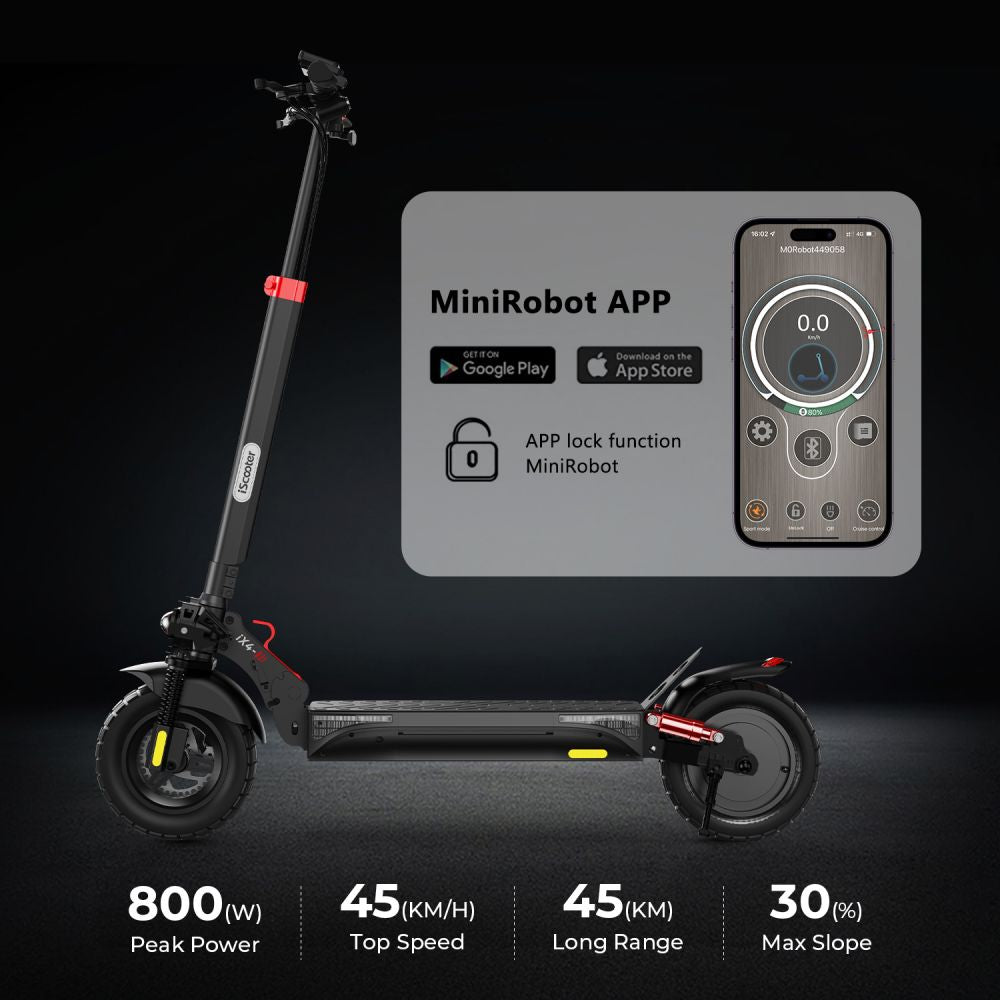 ISCOOTER IX4 10" Commuter Electric Scooter with APP Control 800W Motor 48V 15Ah Battery