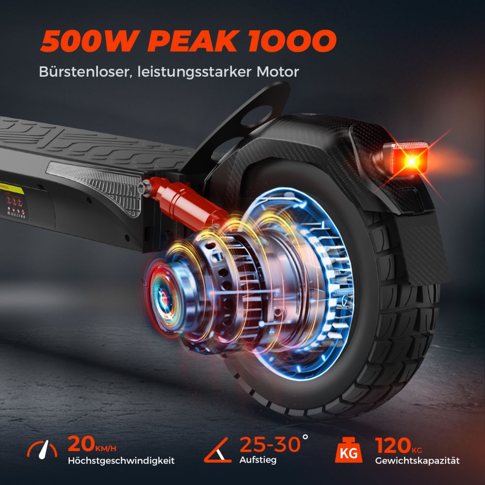 Motorino elettrico fuoristrada ISINWHEEL T4 da 10 pollici, motore 1000 W, batteria 42 V 12,5 Ah (ABE)