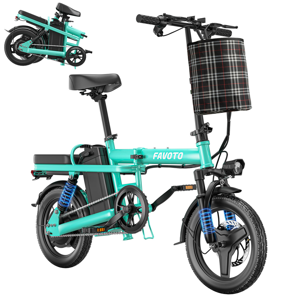 MEELOD Z9-1 14" Mini Folding Electric Bike 750W Peak Motor 48V 10.4Ah Battery