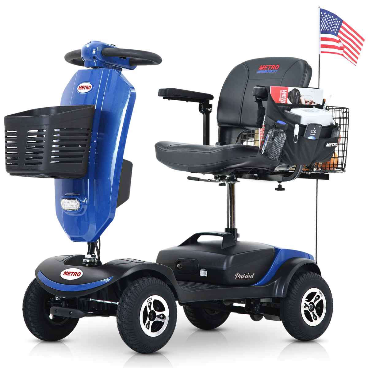 METRO MOBILITY UPGRADED PATRIOT 9" 4 Wheel Electric Mobility Scooter 300W Motor 24V 12Ah Battery