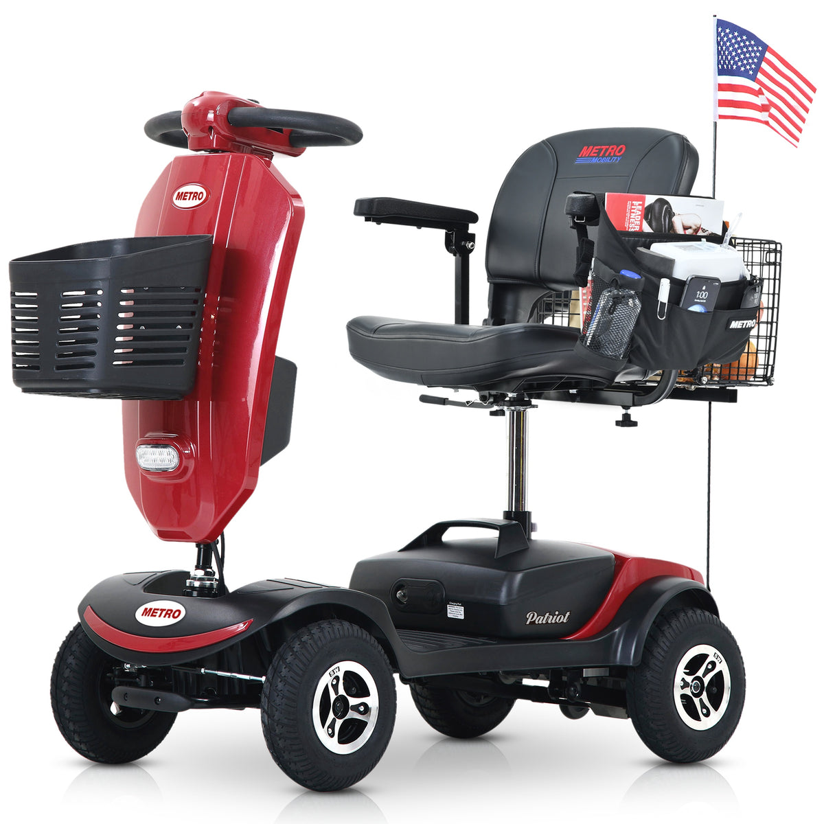 METRO MOBILITY UPGRADED PATRIOT 9" 4 Wheel Electric Mobility Scooter 300W Motor 24V 12Ah Battery