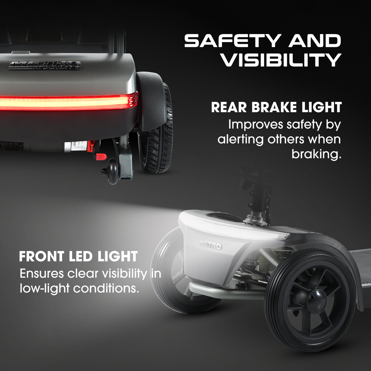 METRO MOBILITY AIR TRAVELLER 8" 4 Wheel Mobility Scooter 180W Motor 24V 12Ah Battery