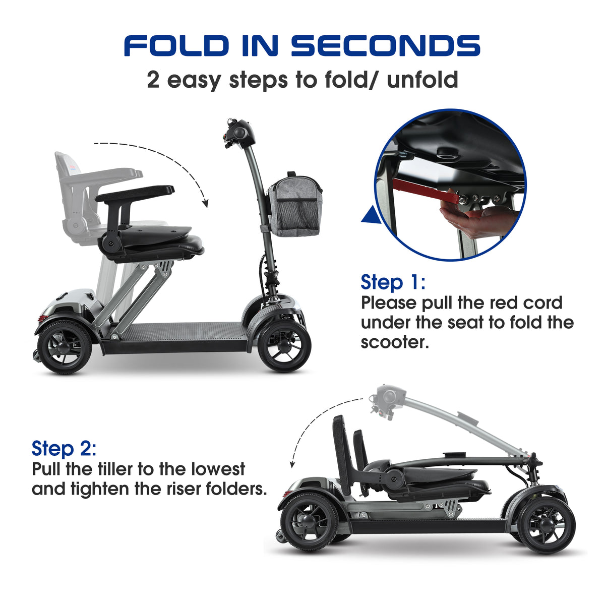 METRO MOBILITY AIR TRAVELLER 8" 4 Wheel Mobility Scooter 180W Motor 24V 12Ah Battery