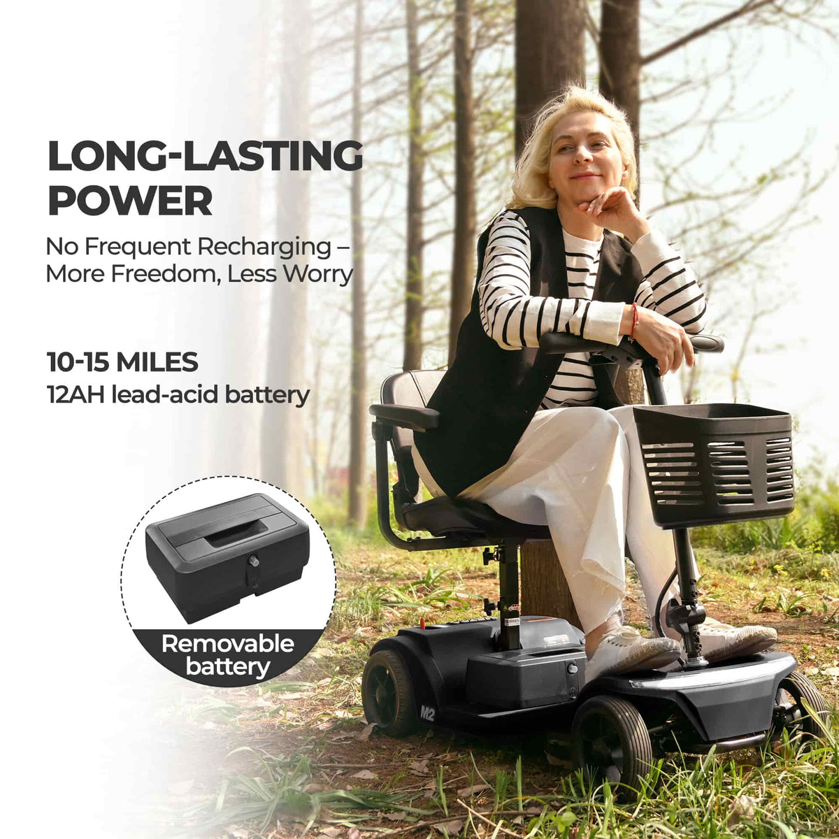 METRO MOBILITY M2 7.1" 4 Wheel Mobility Scooter 250W Motor 24V 12Ah lead-acid Battery