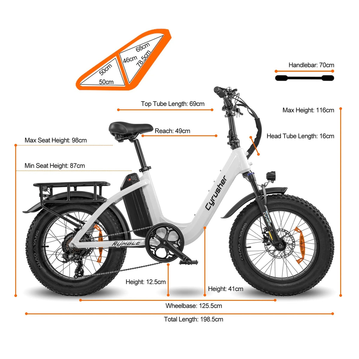 CYRUSHER Rumble 20" Step-through Electric Bike 500W Motor 48V 18Ah Battery