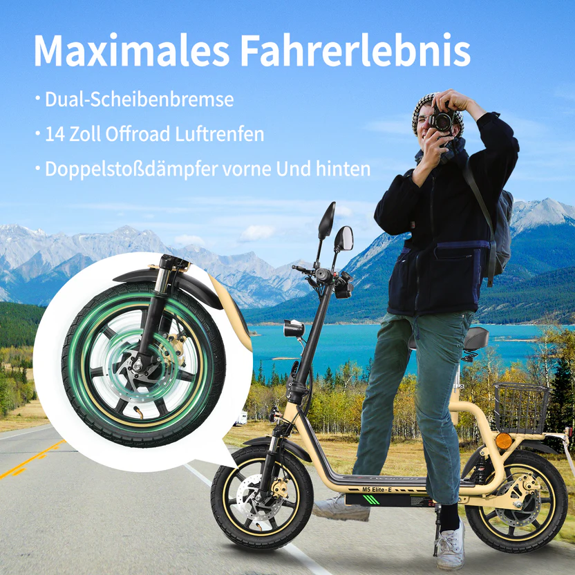 TWOFISH M5 Elite-E 14" Seated E-Scooter 500W Motor 48V 13Ah Battery