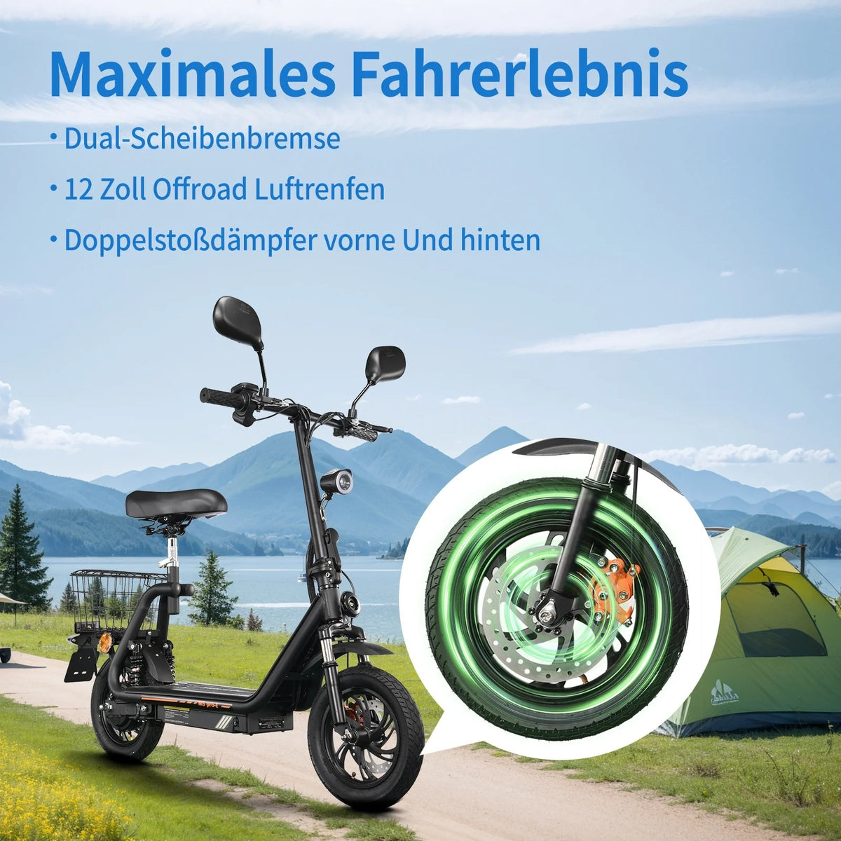 TWOFISH M5 Pro-E 12" Seated E-Scooter 500W Motor 48V 13Ah Battery (EU)