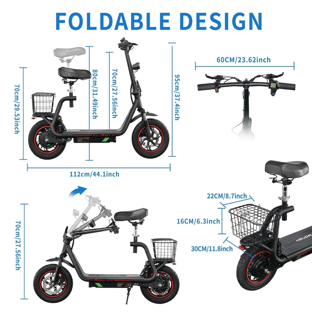 TWOFISH M5 Pro-S 12" Seated E-Scooter 500W Motor 48V 13Ah Battery