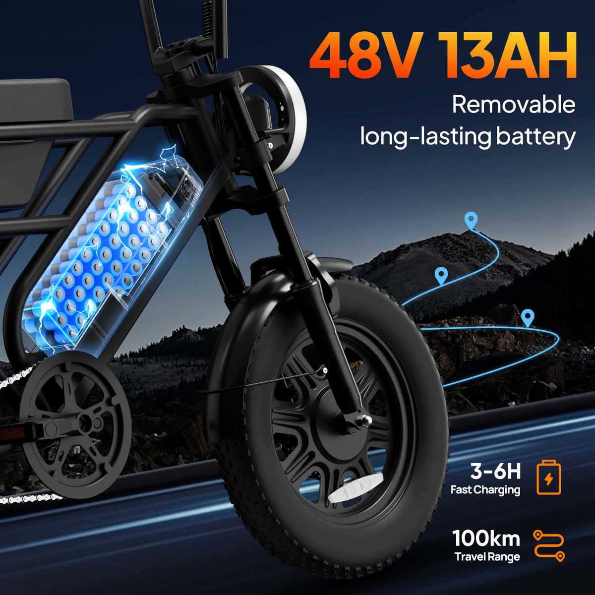 URLIFE T16 16" Off-Road E-Bike 250W Motor 48V 13Ah Battery