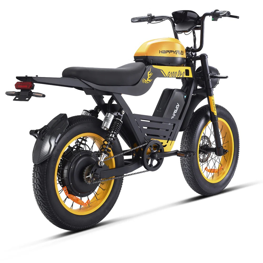 HAPPYRUN G100 Pro Fat Tire Electric Bikes 3000W 72V 33Ah Dual Batteries