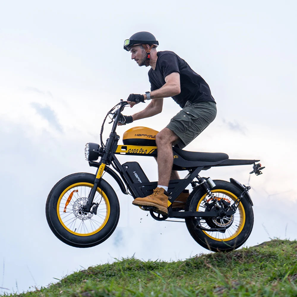 HAPPYRUN G100 Pro Fat Tire Electric Bikes 3000W 72V 33Ah Dual Batteries