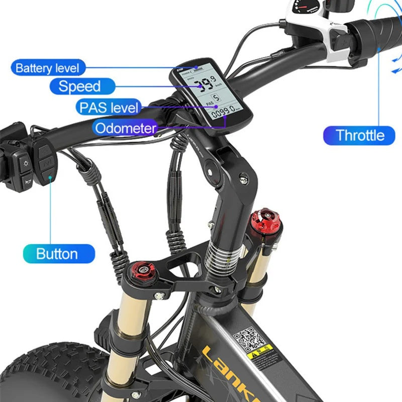 LANKELEISI X3000PLUS-UP 20" All-Terrain Electric Bike 1000W Motor 48V 17.5Ah Battery