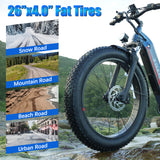 ZADA LB09 26"  750w （1500 Peak  ）Motor Fat Tire Step-through Full Suspension Mountain Electric Bike 48V 18Ah Battery