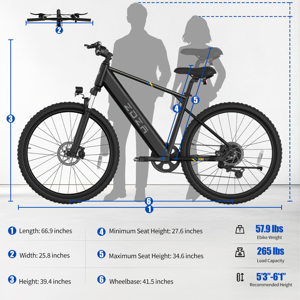 ZDZA ZA04 26" Mountain Electric Bike 1000W Peak Motor 36V 10.4Ah Battery