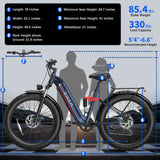 ZADA LB09 26"  750w （1500 Peak  ）Motor Fat Tire Step-through Full Suspension Mountain Electric Bike 48V 18Ah Battery