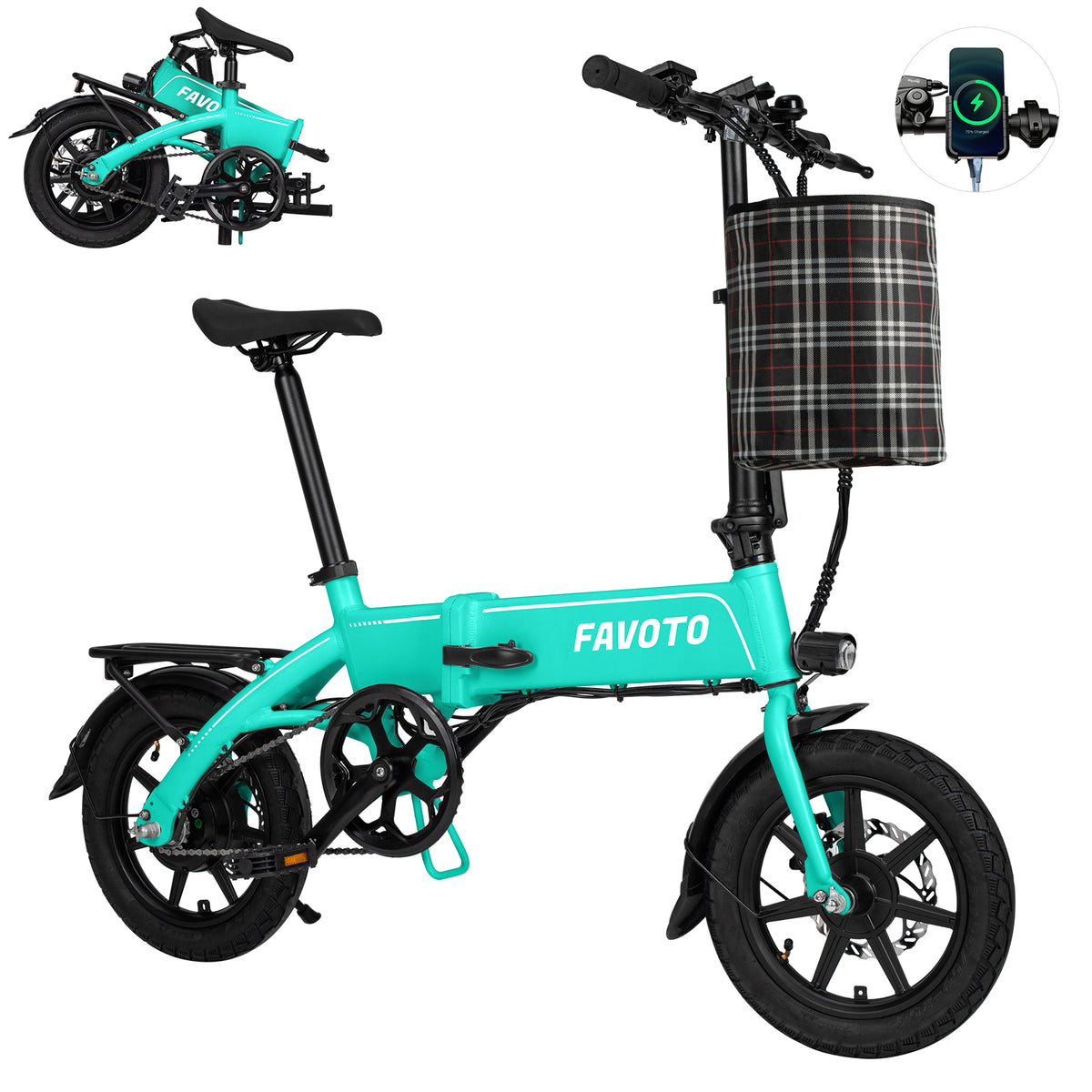 MEELOD S5 14" Mini Folding Electric Bike 500W Peak Motor 36V 10.4Ah Battery