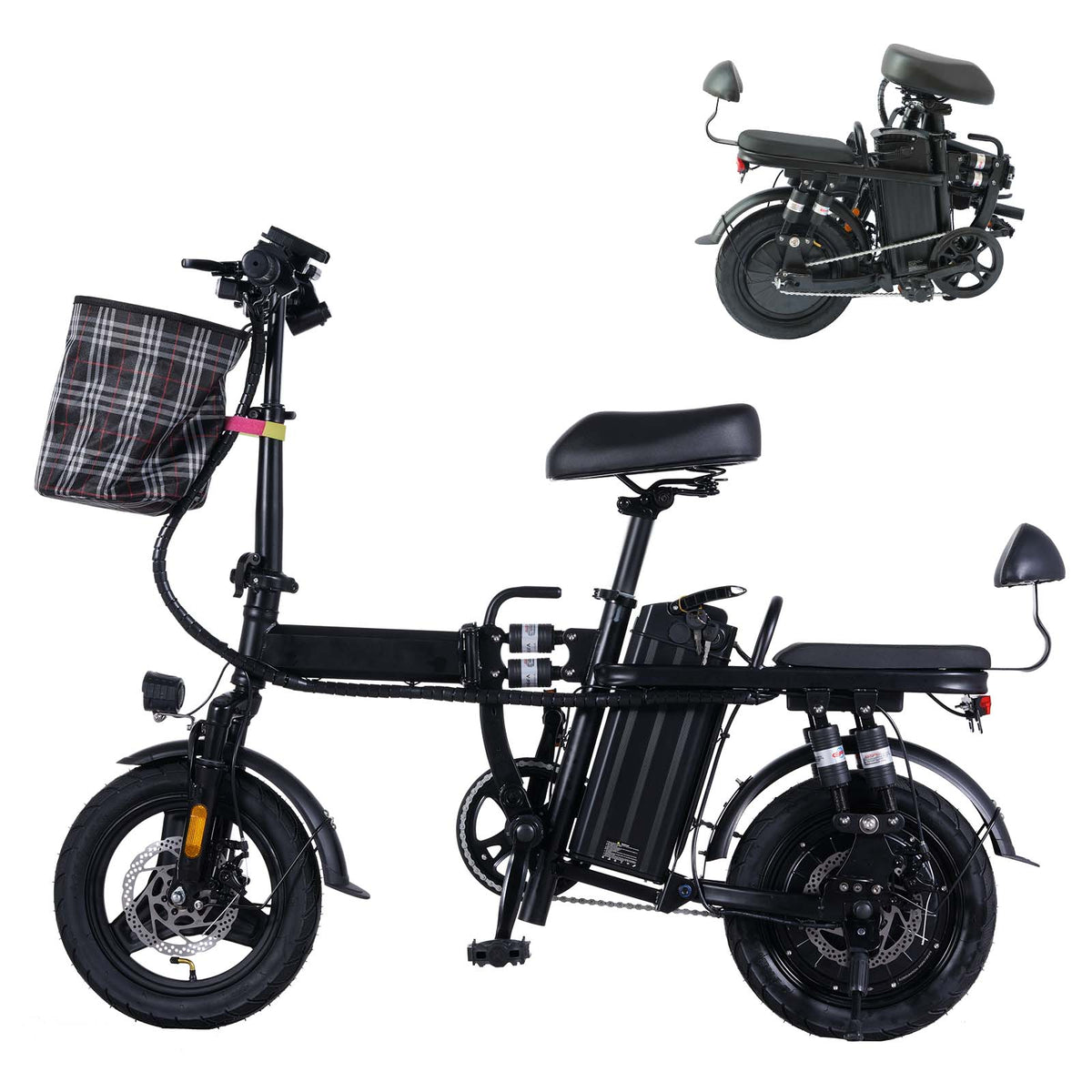 GLEERIDE A9 14" Mini Folding Electric Bike 750W Peak Motor 48V 15Ah Battery