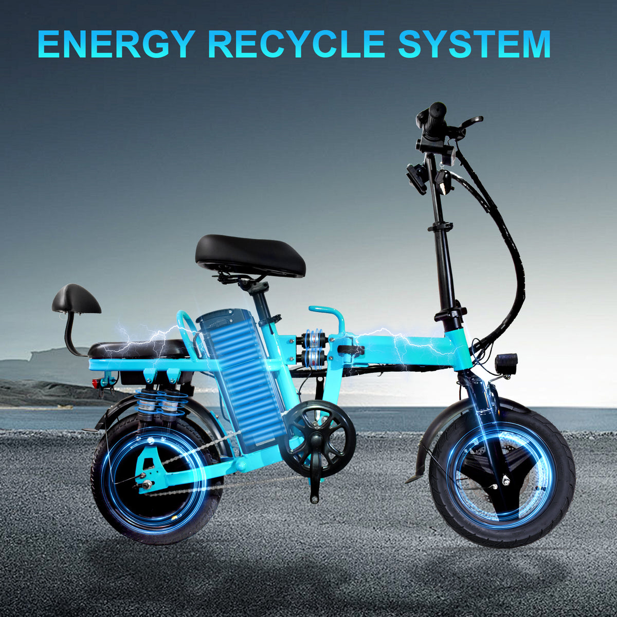 GLEERIDE A9 14" Mini Folding Electric Bike 750W Peak Motor 48V 15Ah Battery