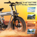 COSWHEEL T20 20" Off Road Electric Bike 1000W Motor 48V 20Ah Battery