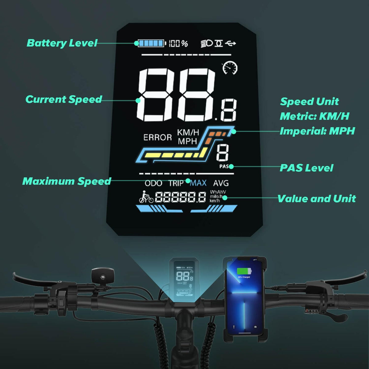 CYCROWN Ultra 26" Fat Tire Electric Mountain Bike 1000W Motor 48V 15Ah Battery