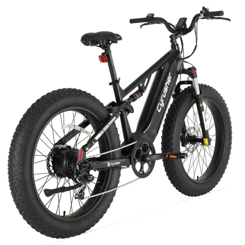 CYRUSHER Rover 26" Fat Tires Electric Bike Full Suspension E-Bike 750W 52V 15.6Ah Battery