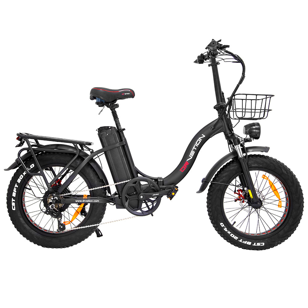 DRVETION CT20 20" Fat Tires Folding Electric Bike 750W Motor 48V 10Ah/15Ah/20Ah Battery（Disc Brake）