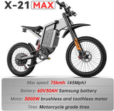 EKXBIKE X21 20" Off Road Electric Bike 2000W Motor 48V 35Ah Battery
