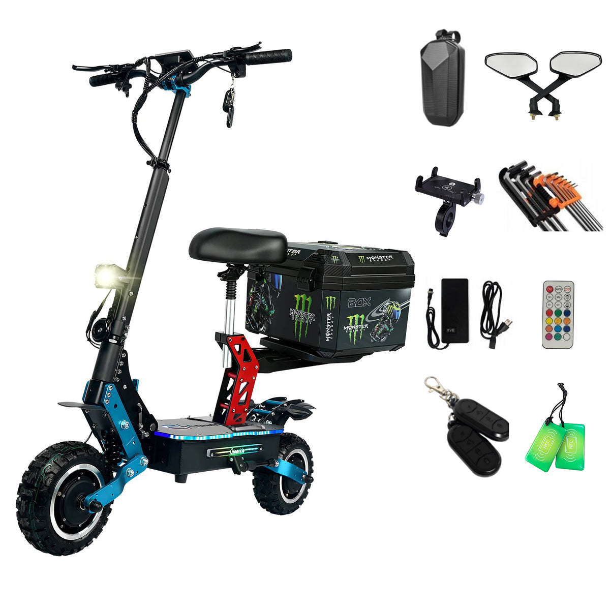 GLEERIDE H5 11" Off-Road Electric Scooter 3000W*2 Dual Motor 60V 30Ah LG Battery