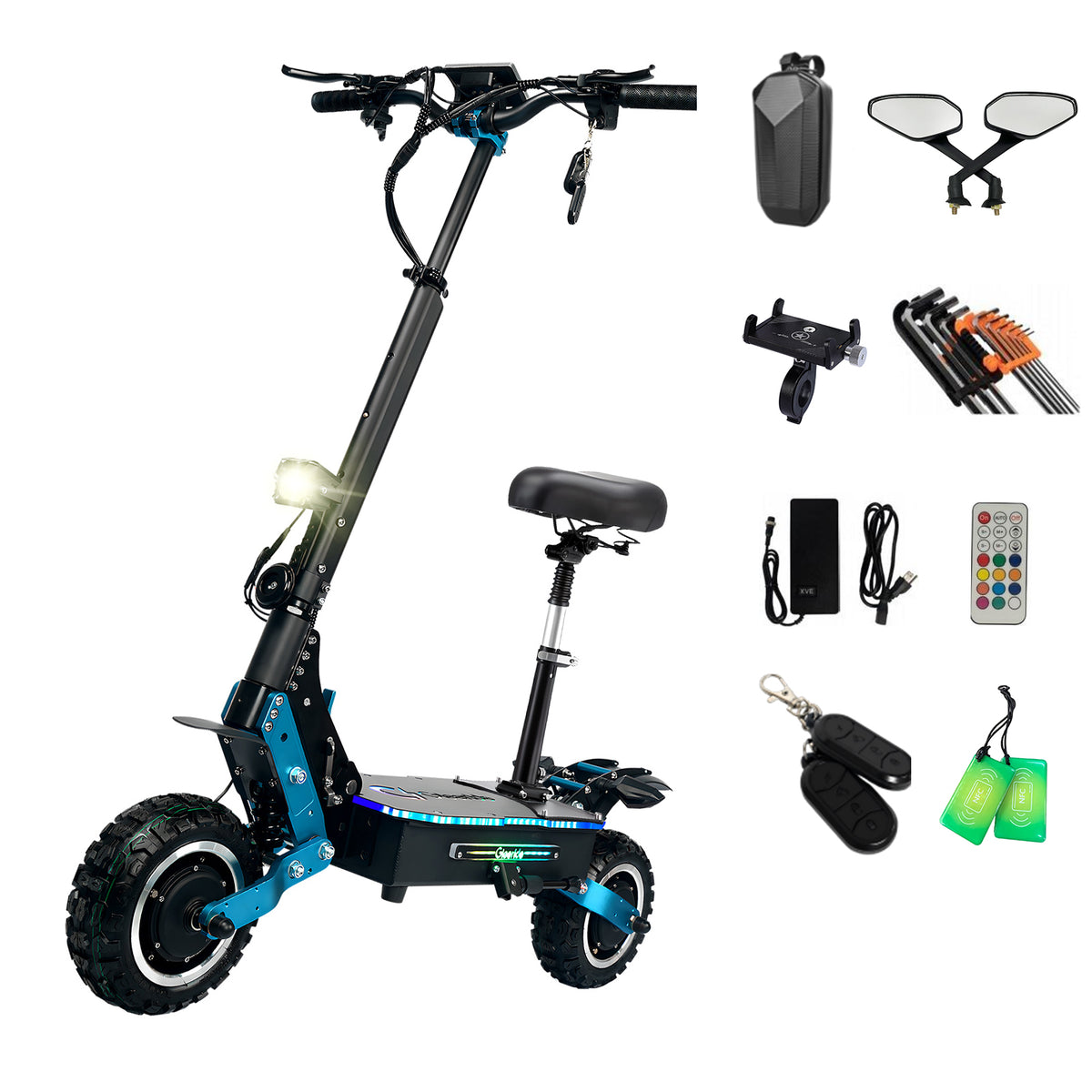 GLEERIDE H5 11" Off-Road Electric Scooter 3000W*2 Dual Motor 60V 30Ah LG Battery