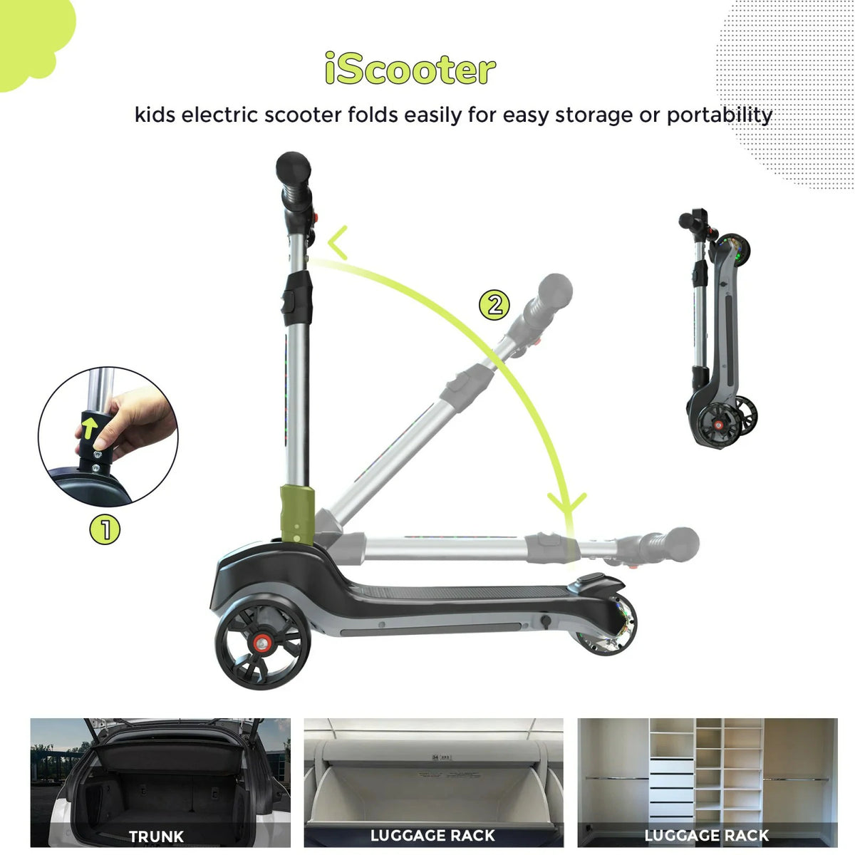 ISCOOTER IK2 3-Wheel Electric Scooter For Kids 70W Motor 18V 2Ah Battery