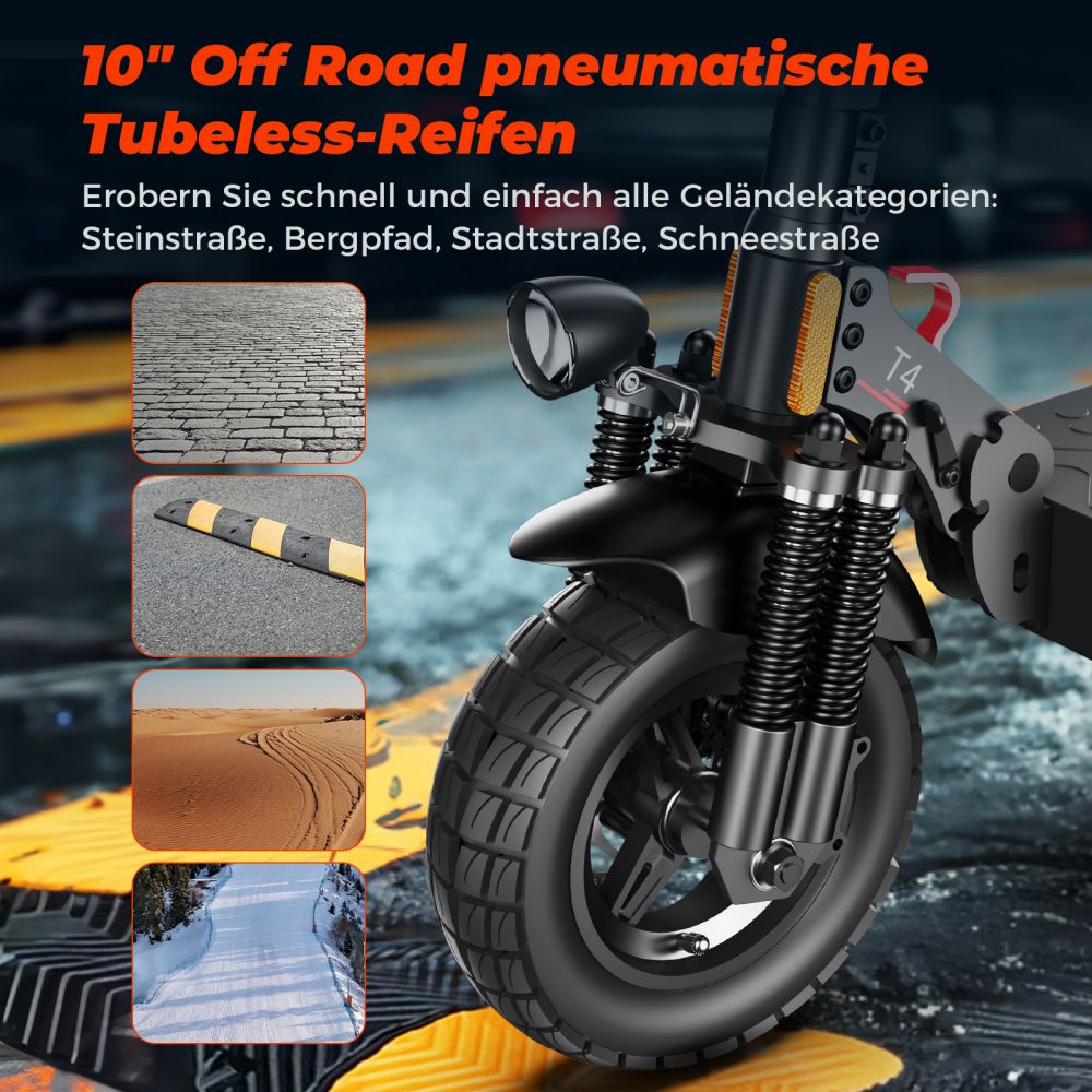 Motorino elettrico fuoristrada ISINWHEEL T4 da 10 pollici, motore 1000 W, batteria 42 V 12,5 Ah (ABE)