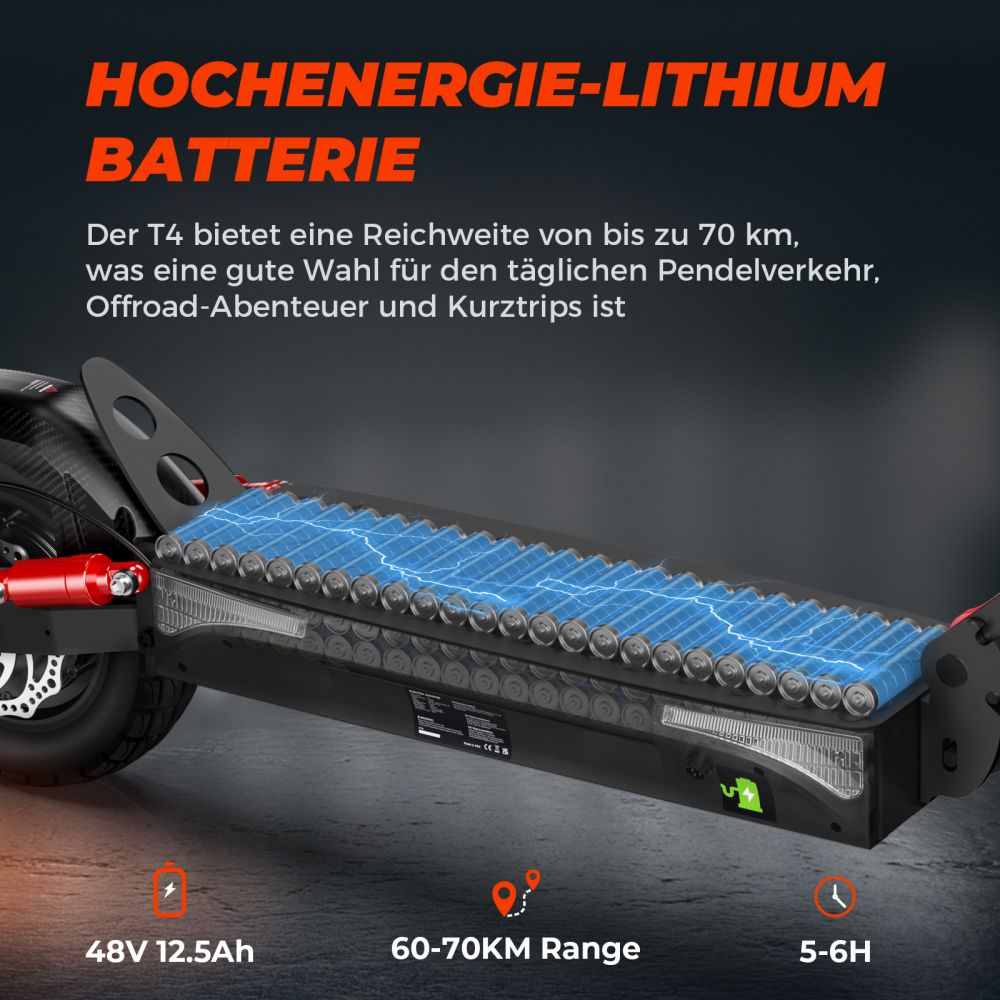 Motorino elettrico fuoristrada ISINWHEEL T4 da 10 pollici, motore 1000 W, batteria 42 V 12,5 Ah (ABE)