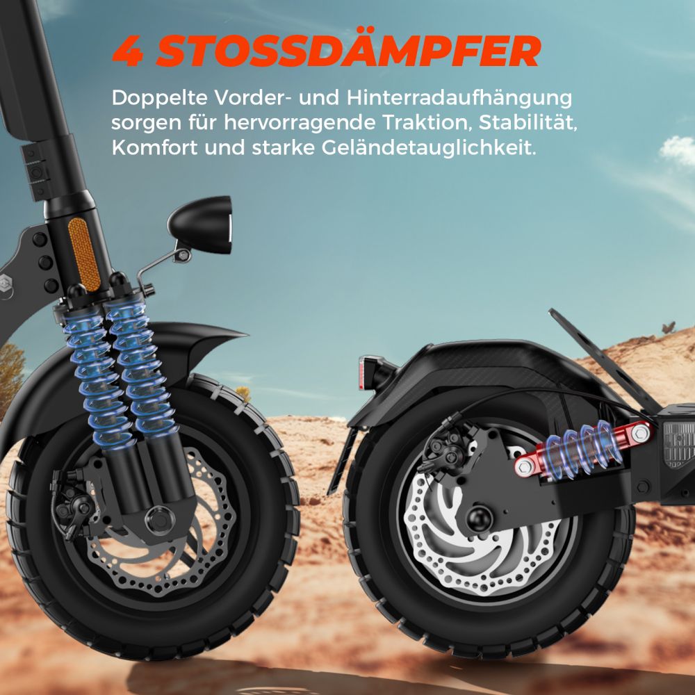 Motorino elettrico fuoristrada ISINWHEEL T4 da 10 pollici, motore 1000 W, batteria 42 V 12,5 Ah (ABE)