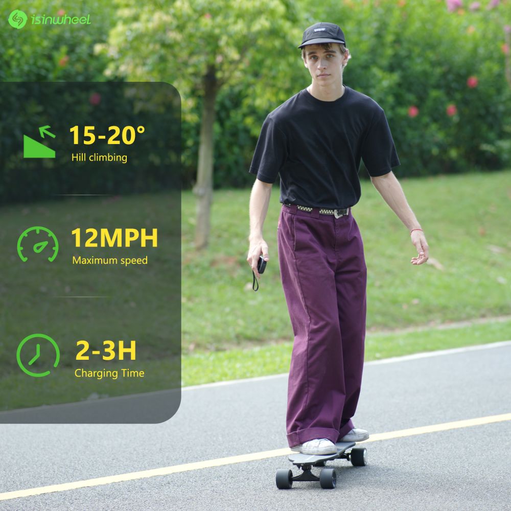ISINWHEEL V6 Electric Skateboard with Remote Control 450W Motor 25V 2Ah Battery