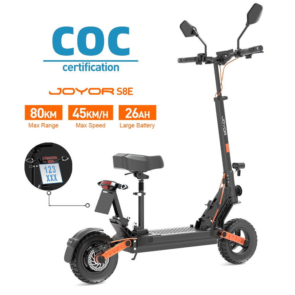 JOYOR S8E 10" Foldable Electric Scooter With Seat NFC 800W Motor 48V 26Ah Battery (EEC Certificate)