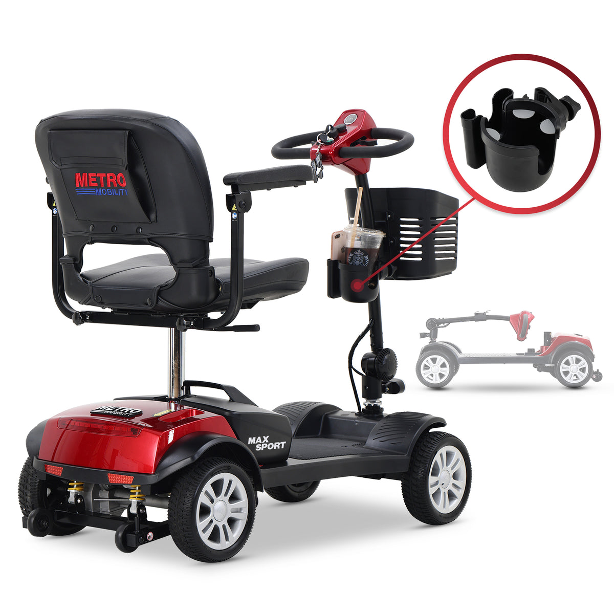 METRO MOBILITY MAX SPORT 9" 4 Wheel Electric Mobility Scooter  300W Motor 24V 12Ah Battery