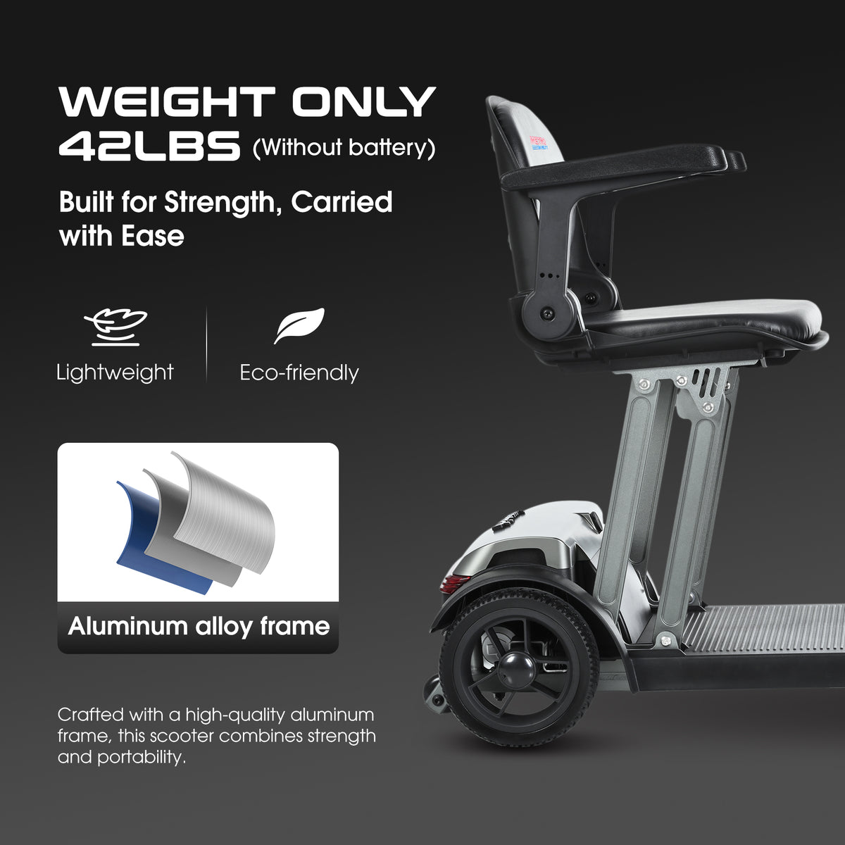 METRO MOBILITY AIR TRAVELLER 8" 4 Wheel Mobility Scooter 180W Motor 24V 12Ah Battery