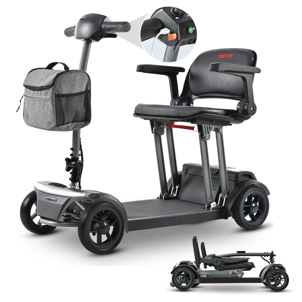 METRO MOBILITY AIR TRAVELLER 8" 4 Wheel Mobility Scooter 180W Motor 24V 12Ah Battery