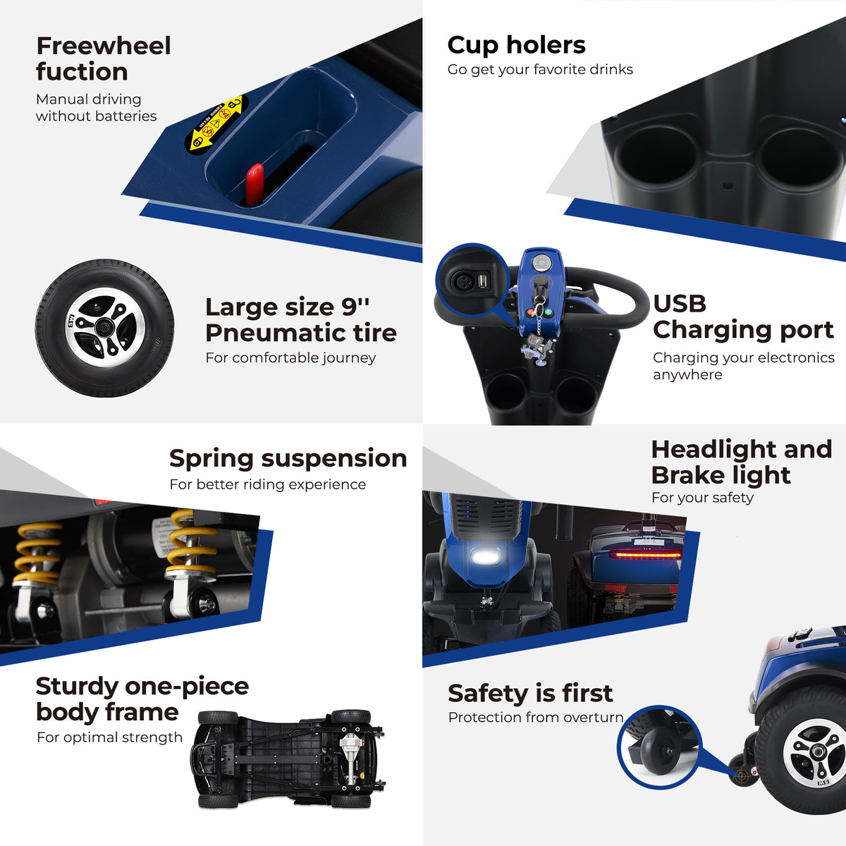SWEETRICH MAX PLUS 9" 4 Wheel Electric Mobility Scooter  300W Motor 24V 20Ah Battery (German Version)